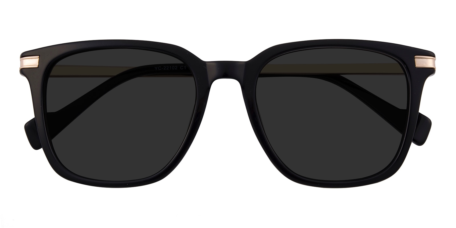 Square Sunglasses, Full Frame Black/Golden Plastic - SUP1256