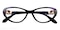 Jinbee Black/Multicolor Cat Eye Plastic Eyeglasses