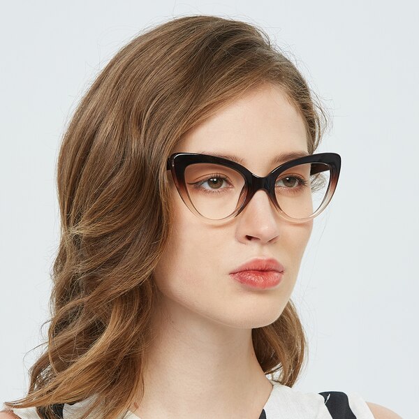 Miranda Cat Eye Browncrystal Full Frame Tr90 Eyeglasses Glassesshop 