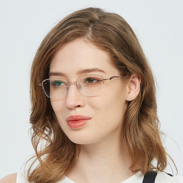 Kitchener Oval Rose Gold SemiRimless Metal Eyeglasses