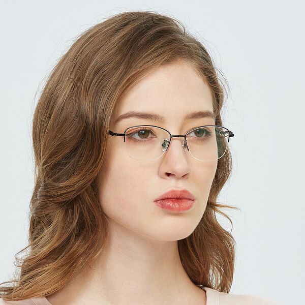 Kitchener Oval Black SemiRimless Metal Eyeglasses