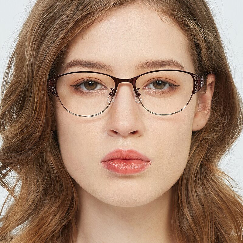 Elma Burgundy Cat Eye Metal Eyeglasses