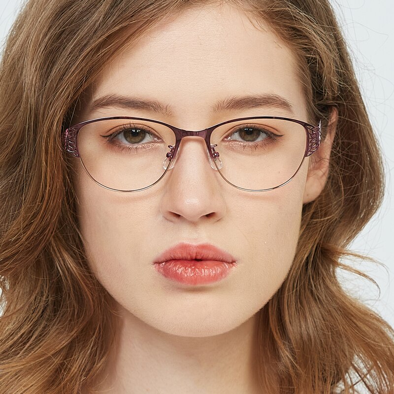 Elma Purple Cat Eye Metal Eyeglasses