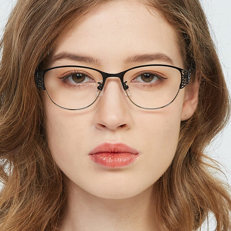 Elma Black Cat Eye Metal Eyeglasses