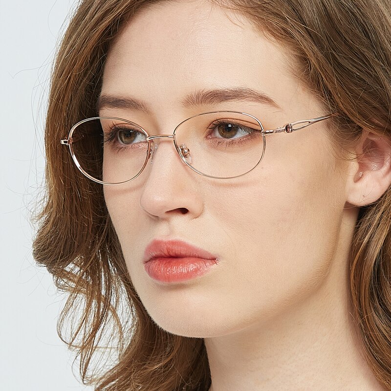 Gemma Golden Oval Metal Eyeglasses