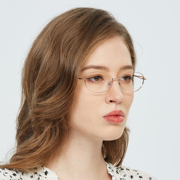 Gemma Oval Golden FullFrame Metal Eyeglasses