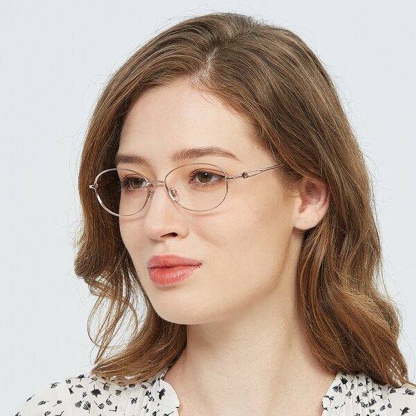 Gemma Oval Golden FullFrame Metal Eyeglasses