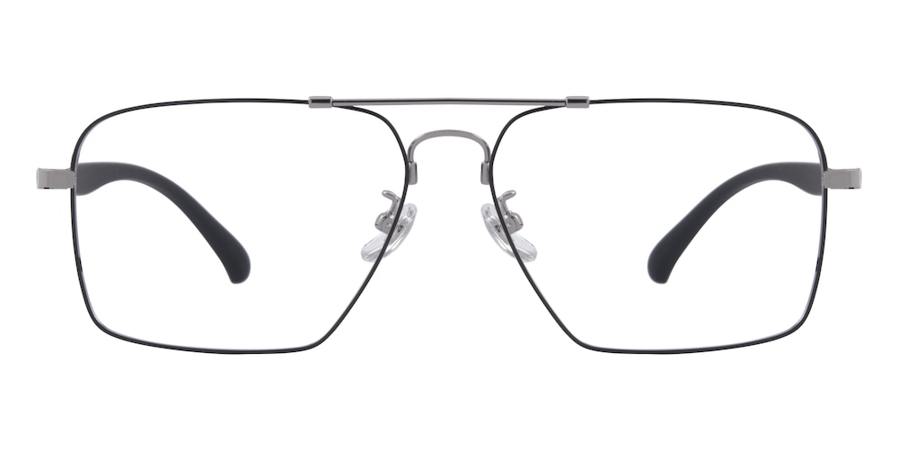 Algernon Black/Silver Aviator Metal Eyeglasses