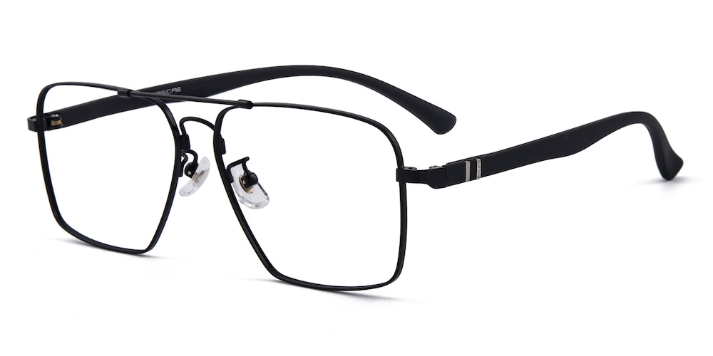 Algernon Black Aviator Metal Eyeglasses