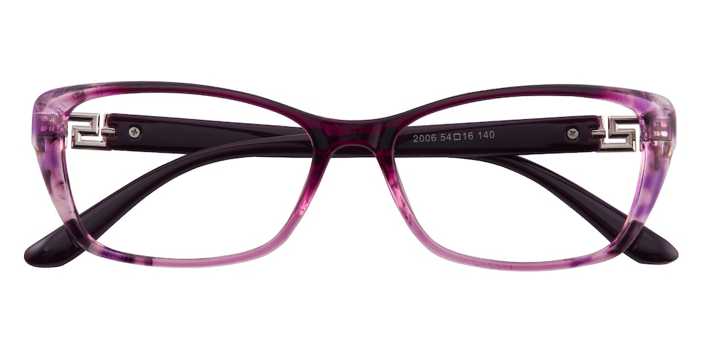 Lisa Purple/Floral Cat Eye Plastic Eyeglasses
