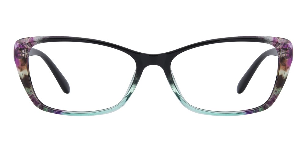Lisa Black/Floral Cat Eye Plastic Eyeglasses