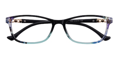 Lydia Floral,Ombre Rectangle Plastic Eyeglasses