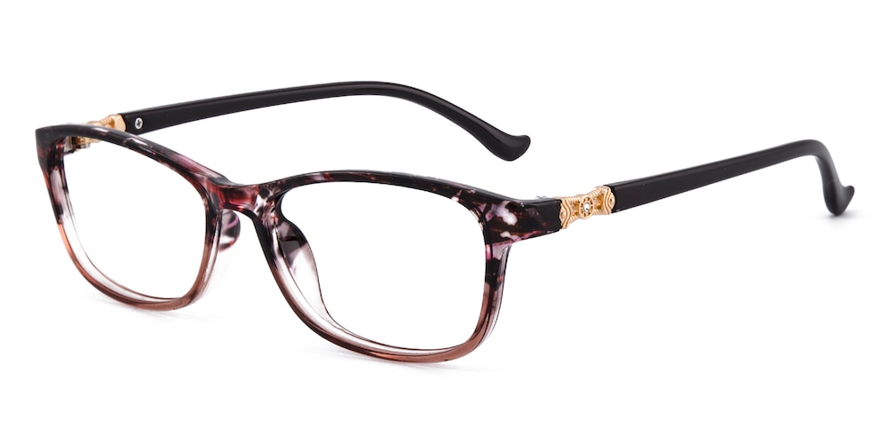Lydia Floral/Brown Rectangle Plastic Eyeglasses