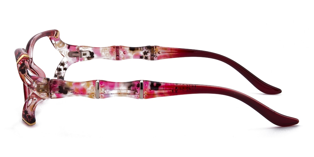 Mignon Burgundy/Floral Rectangle Plastic Eyeglasses