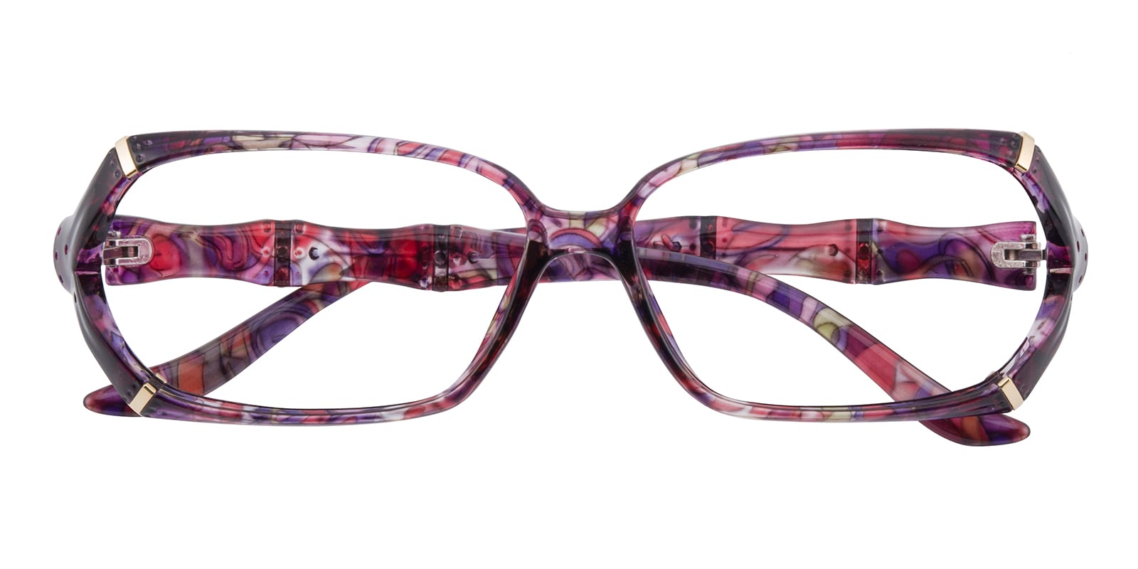 Rectangle Eyeglasses, Full Frame Purple/Floral Plastic - FP2443