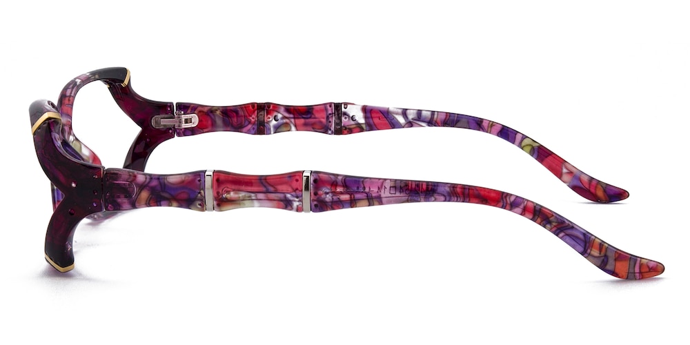 Mignon Purple/Floral Rectangle Plastic Eyeglasses