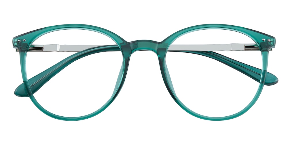 Elva Green/Silver Round TR90 Eyeglasses