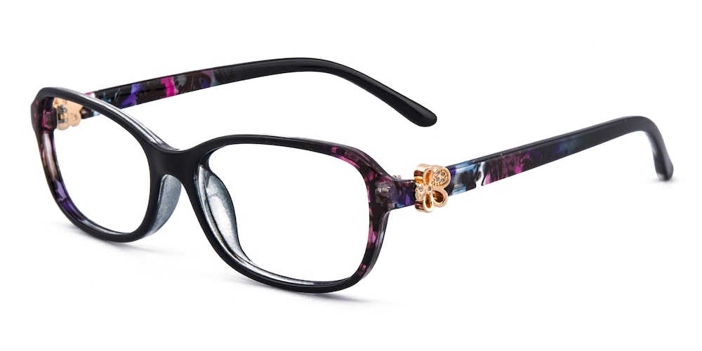 Freda Black/Floral Oval Plastic Eyeglasses