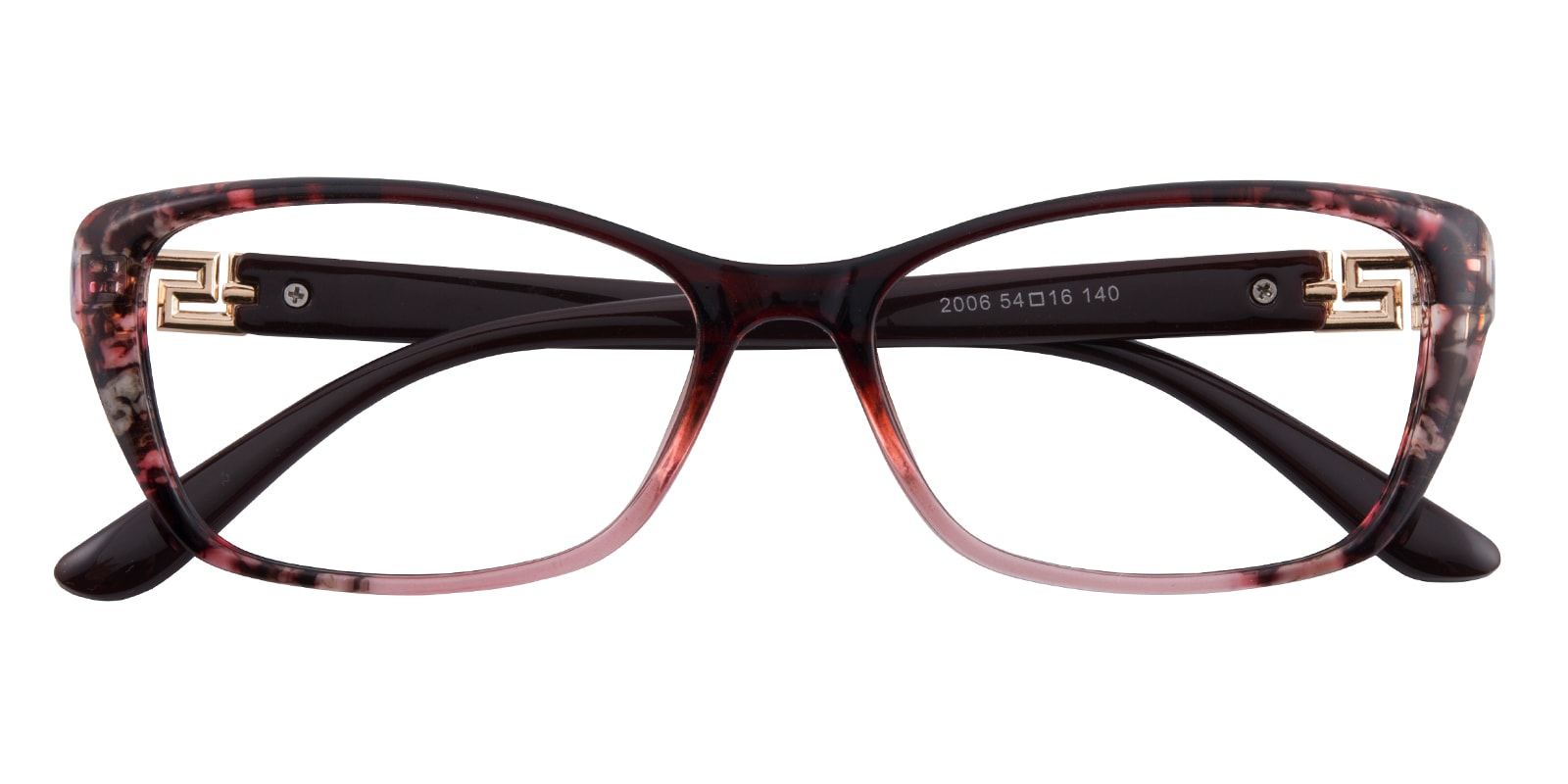 Cat Eye Eyeglasses, Full Frame Brown/Floral Plastic - FP2458