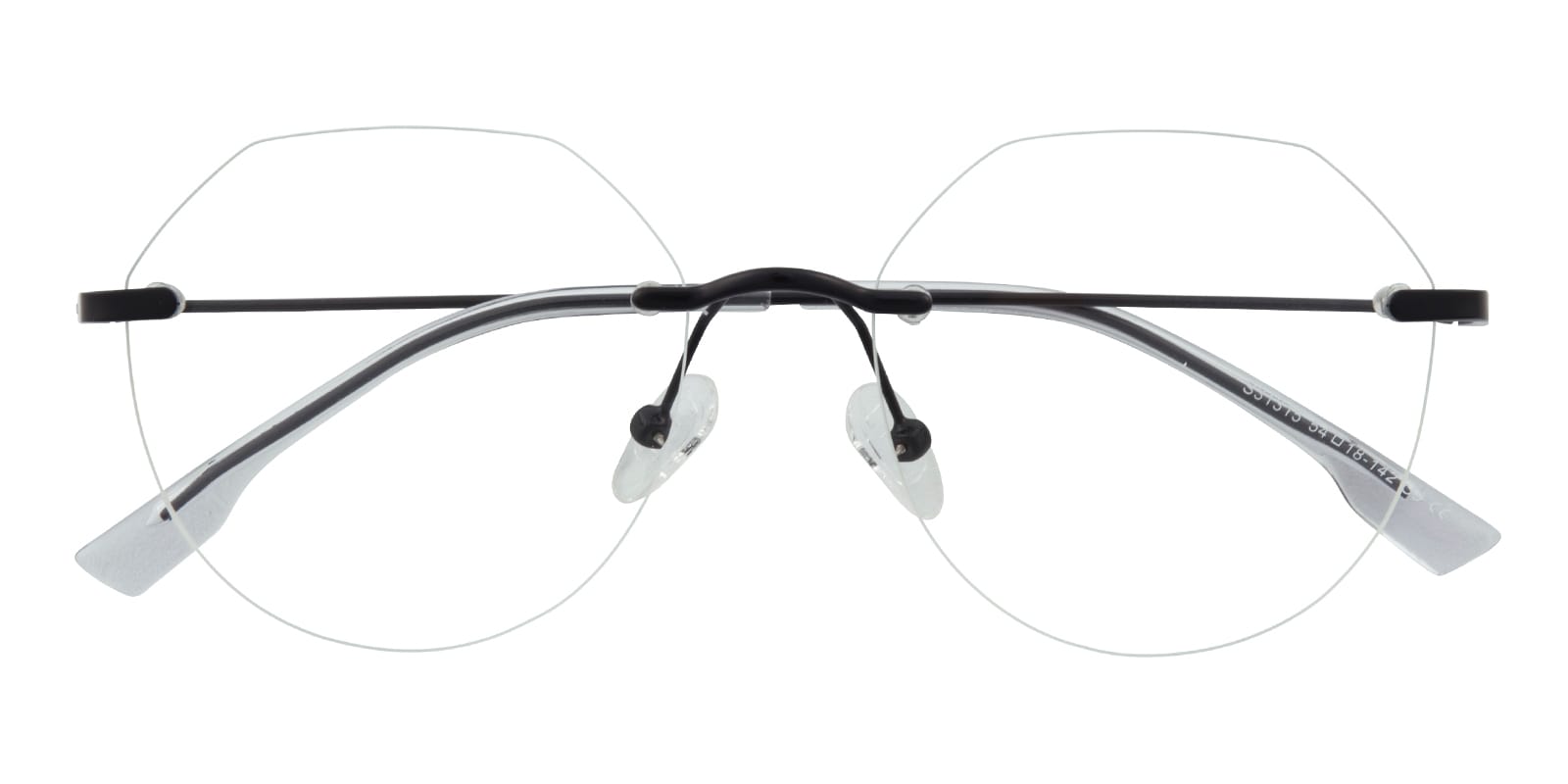 Polygon Eyeglasses, Rimless Frame Black Metal - RM0305