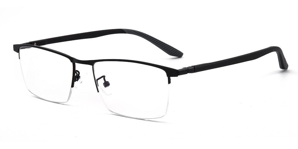Abner Black Rectangle Metal Eyeglasses