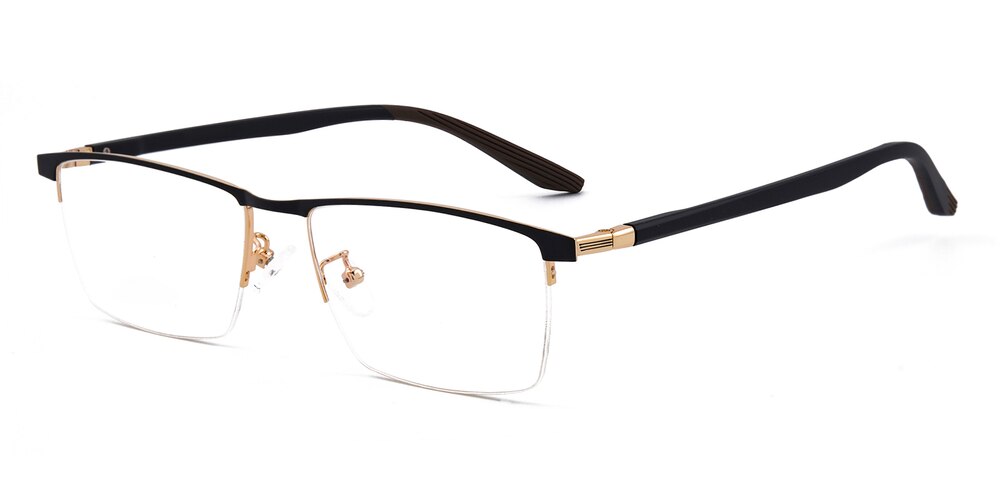 Abner Black/Golden Rectangle Metal Eyeglasses