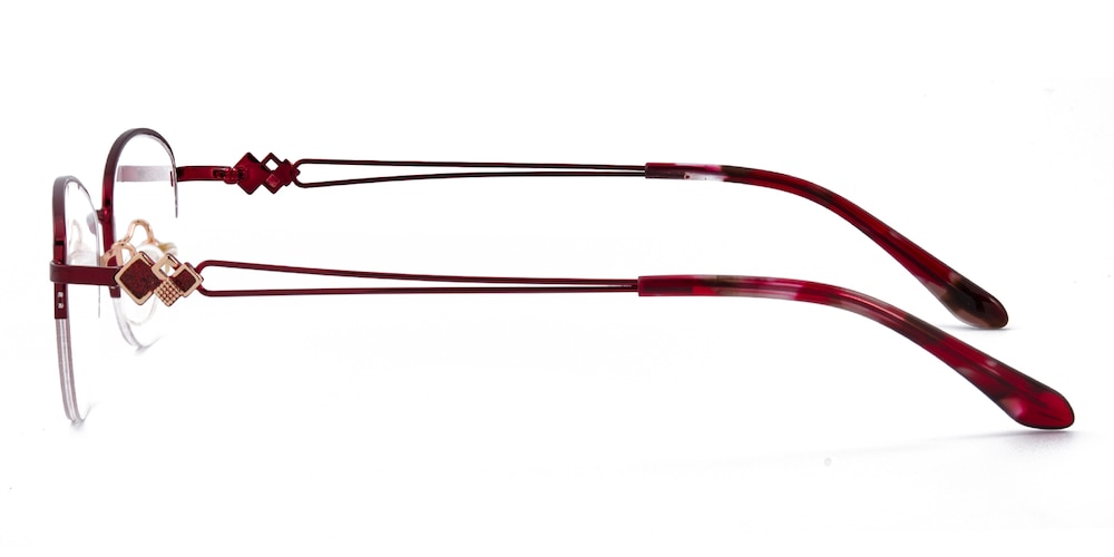 Renee Red Oval Metal Eyeglasses