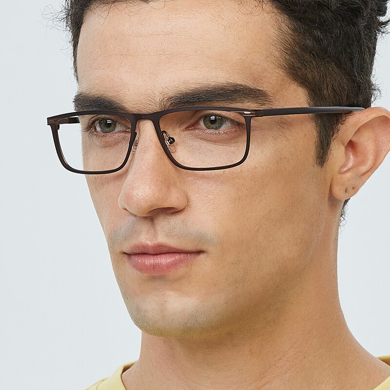 Bancroft Brown Rectangle Metal Eyeglasses
