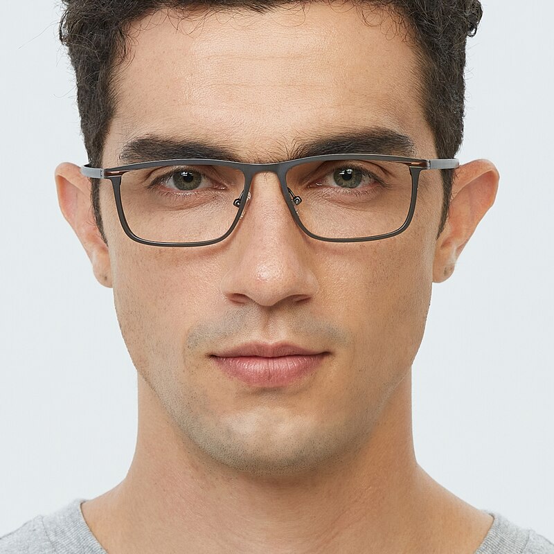 Bancroft Gunmetal Rectangle Metal Eyeglasses