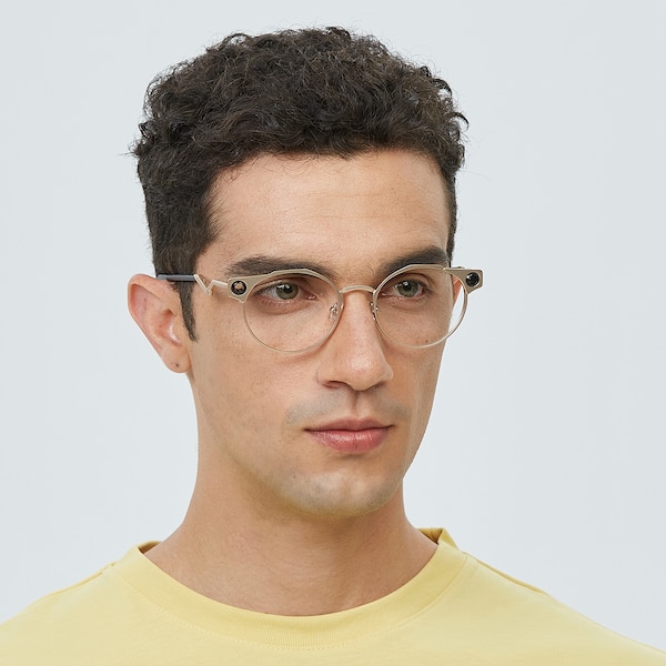 Newport Round Golden Full-Frame Metal Eyeglasses | GlassesShop