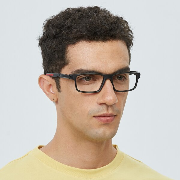 Charlottesville Rectangle Black/Red FullFrame Plastic Eyeglasses