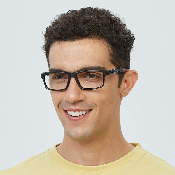 Charlottesville Rectangle Black/Red FullFrame Plastic Eyeglasses