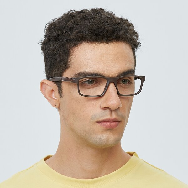 Charlottesville Rectangle Brown FullFrame Plastic Eyeglasses