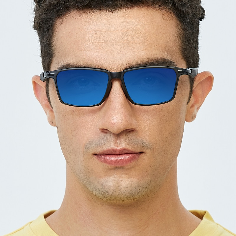 Tacoma Black Rectangle Plastic Sunglasses