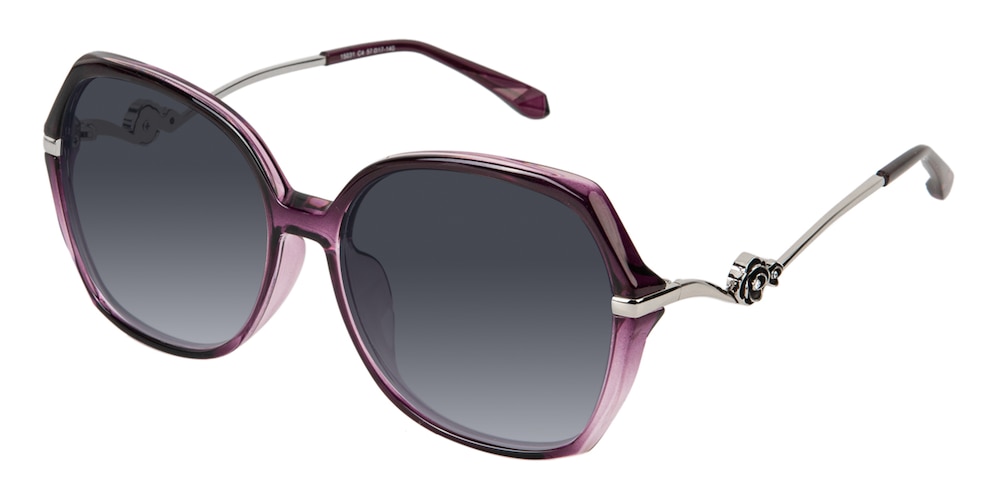 Megan Purple Oval Plastic Sunglasses