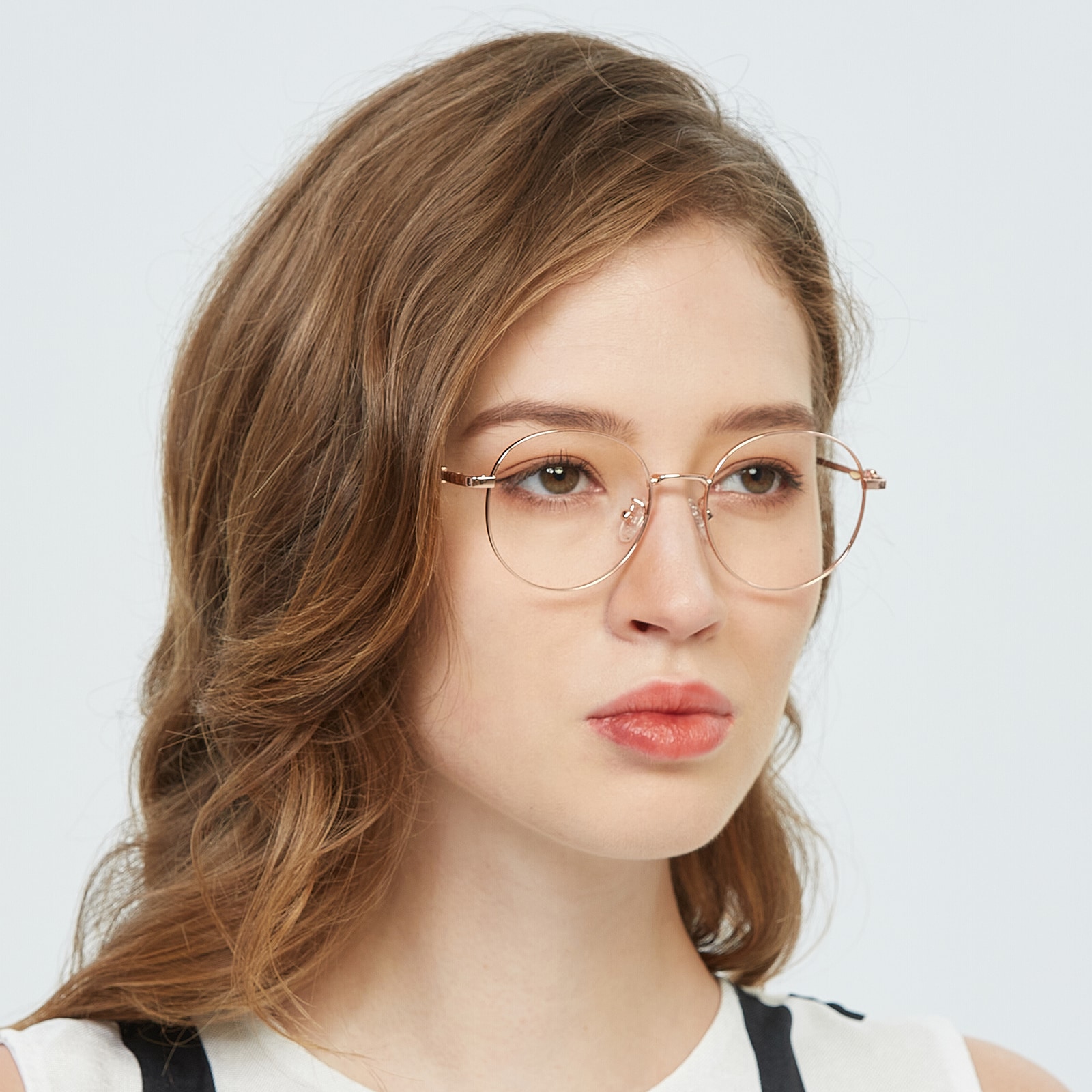 Round Eyeglasses, Full Frame Rose Gold Metal - FM1627
