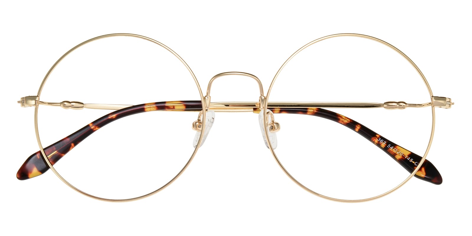 Round Eyeglasses, Full Frame Golden Metal - FM1243