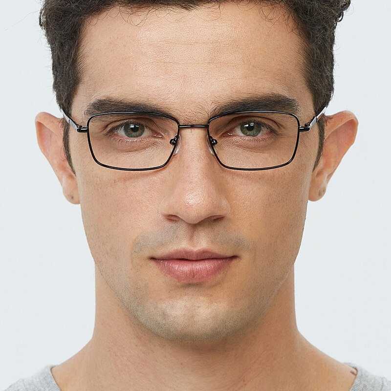 Chad Black Rectangle Metal Eyeglasses