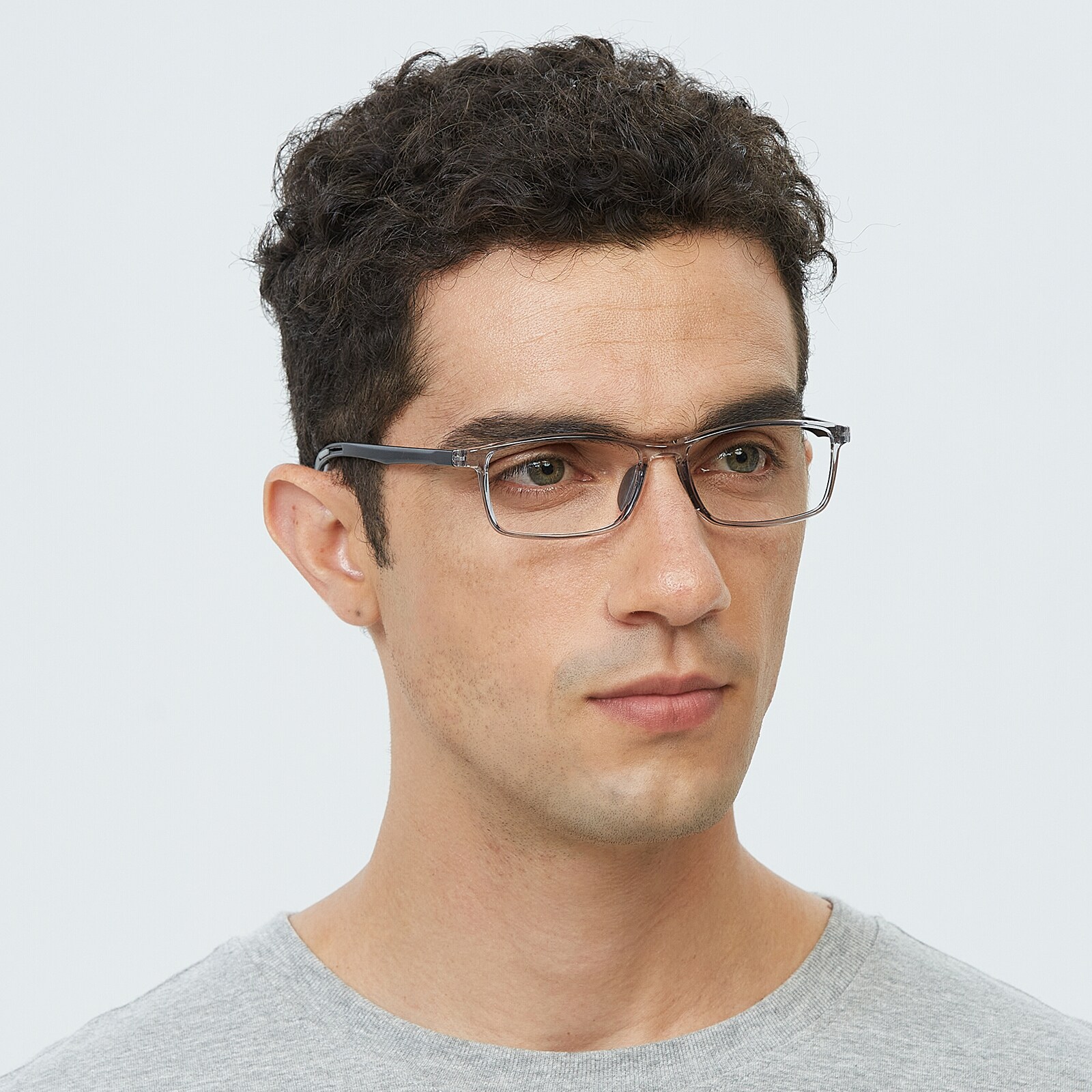 Rectangle Eyeglasses, Full Frame Gray TR90 - FP2284