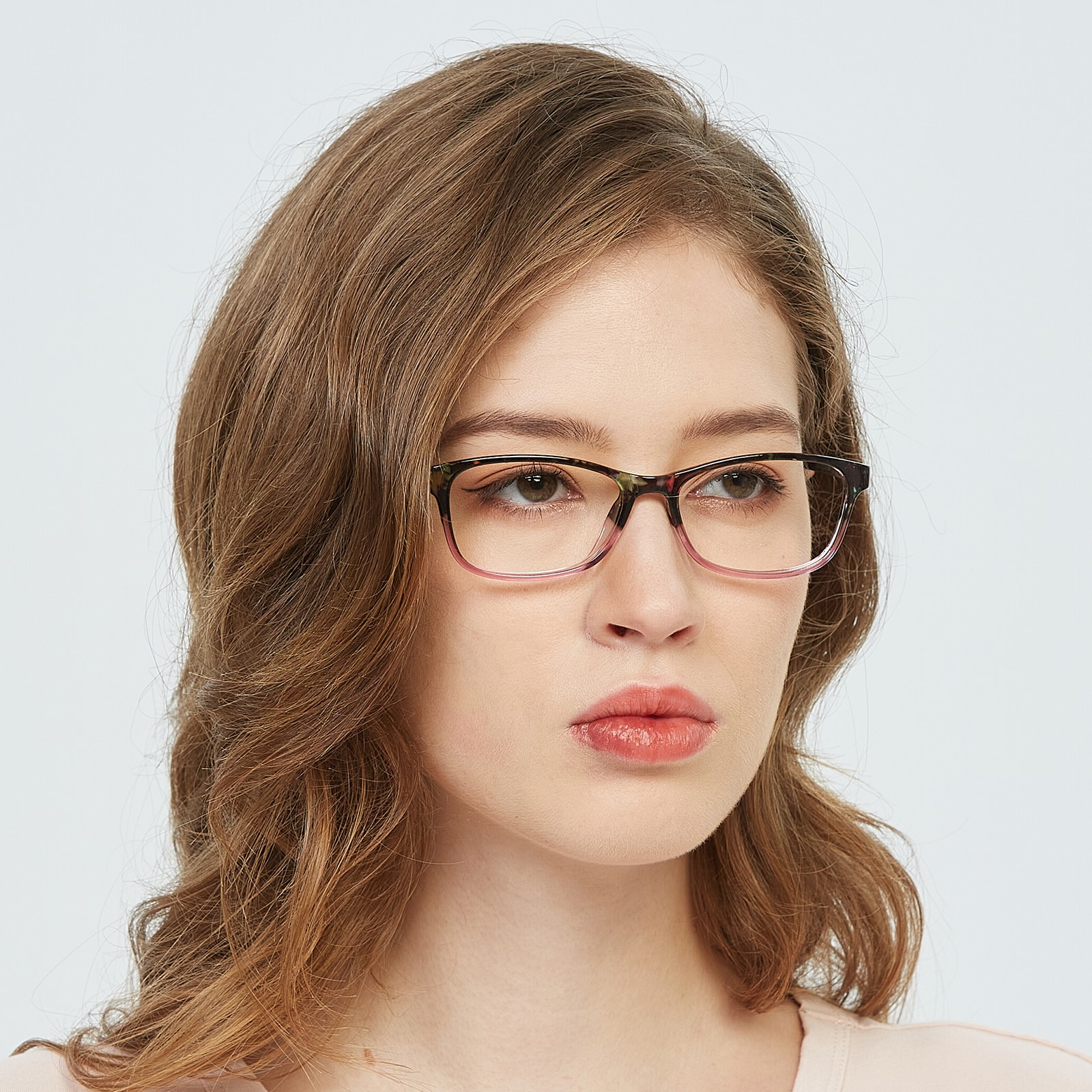 Rectangle Eyeglasses, Full Frame Floral Plastic - FP2435