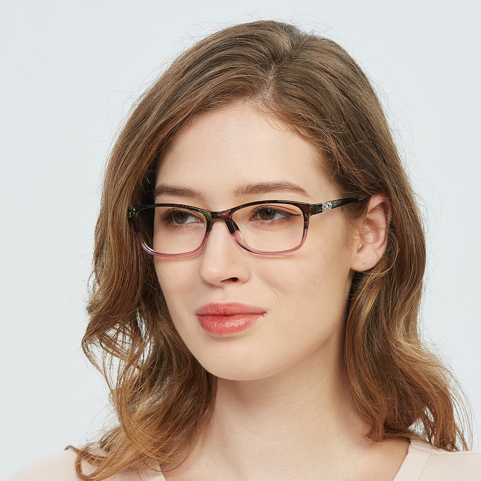 Rectangle Eyeglasses, Full Frame Floral Plastic - FP2435