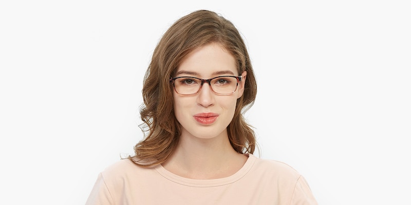 Lydia Floral/Brown Rectangle Plastic Eyeglasses