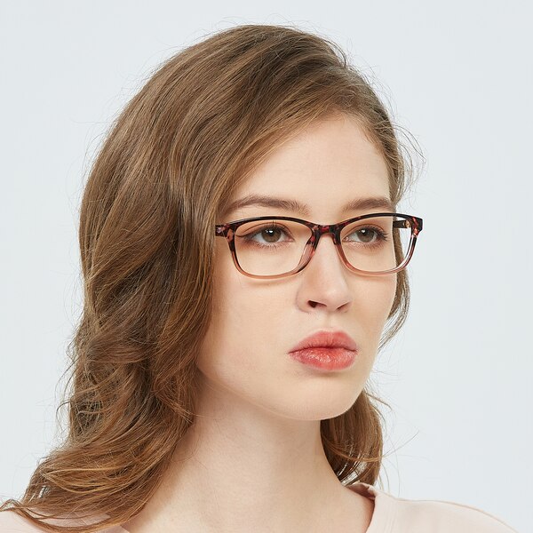 Lydia Rectangle Floral/Brown Full-Frame Plastic Eyeglasses | GlassesShop