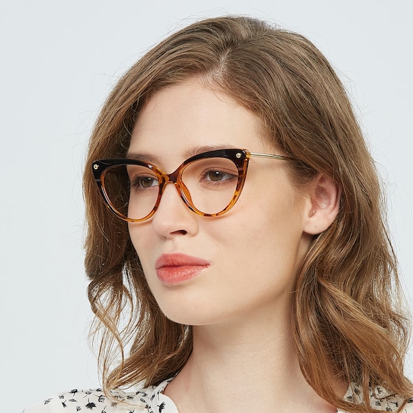 Mavis Cat Eye Tortoise/Golden Full-Frame TR90 Eyeglasses | GlassesShop