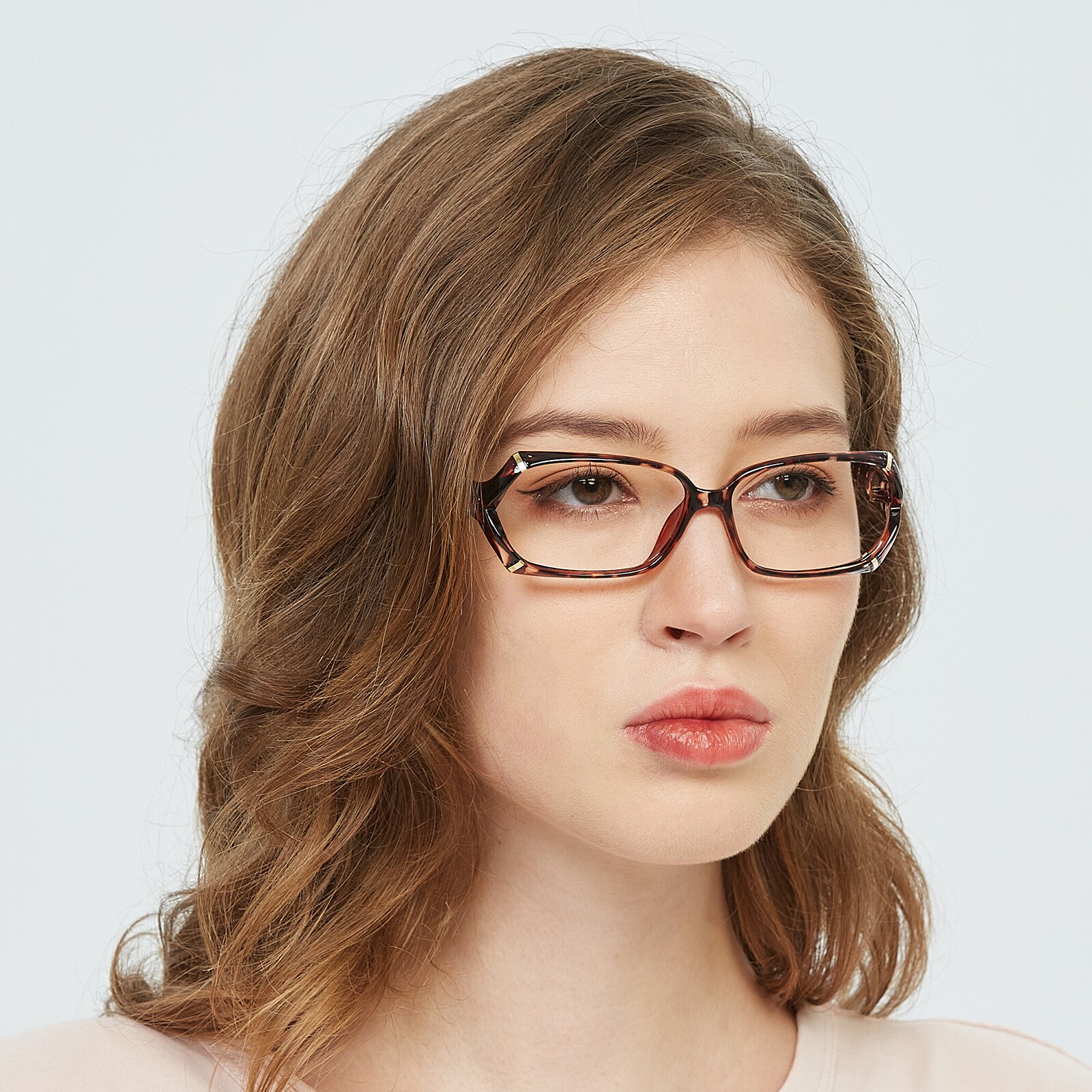 Rectangle Eyeglasses, Full Frame Tortoise Plastic - FP2444