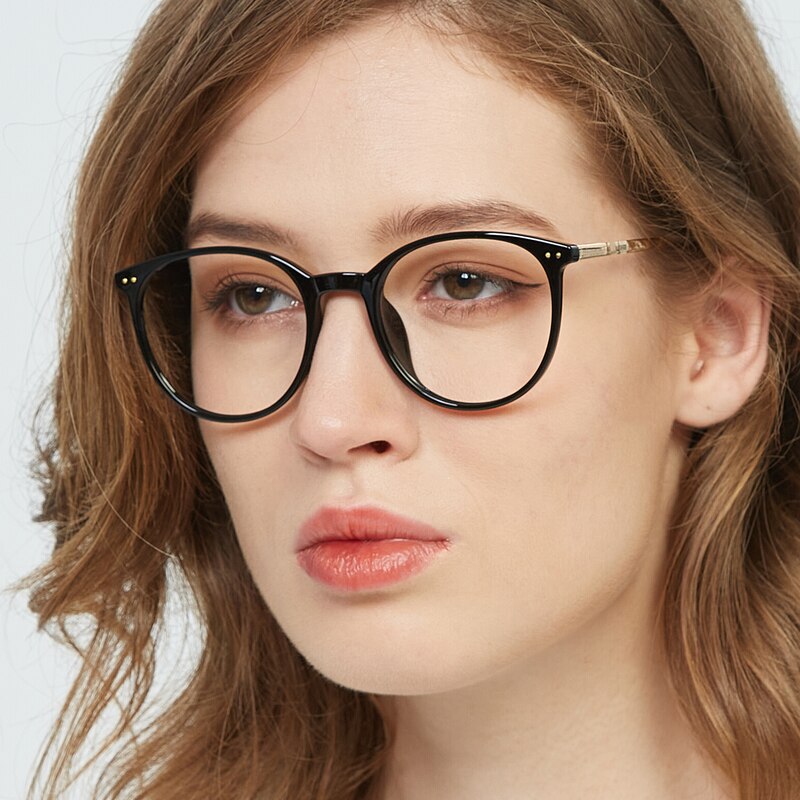 Elva Black/Golden Round TR90 Eyeglasses