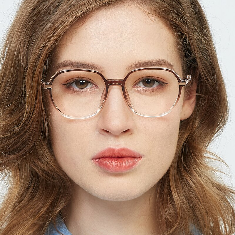 Rock Brown/Rose Gold Polygon TR90 Eyeglasses