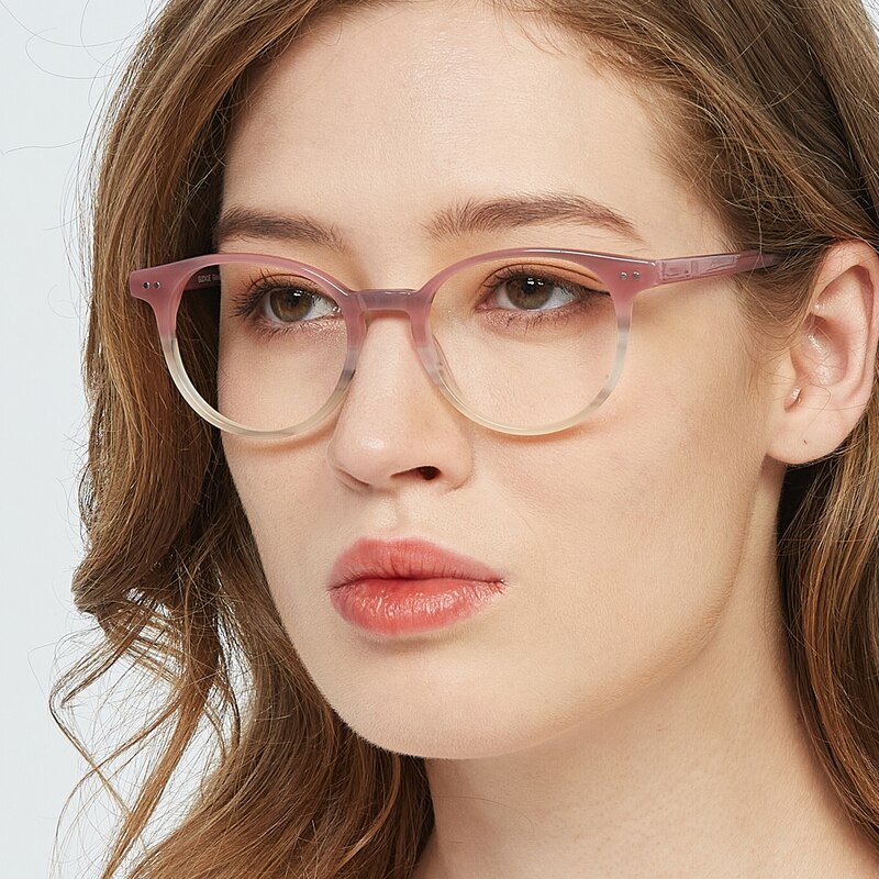 Astoria Round Pink Full-Frame Acetate Eyeglasses | GlassesShop