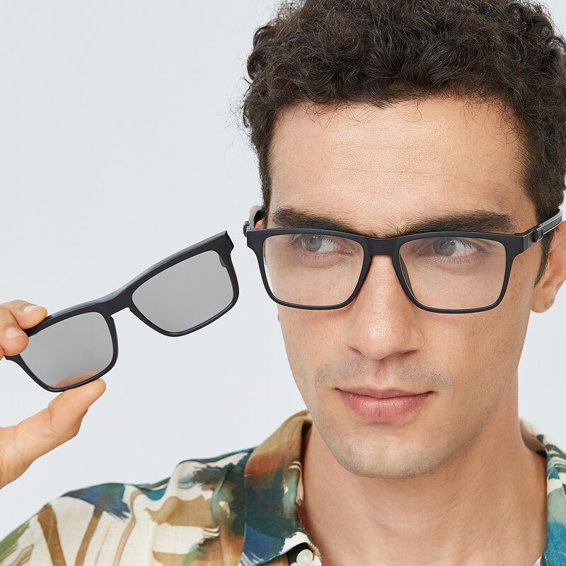Amos MBlack Rectangle TR90 Eyeglasses