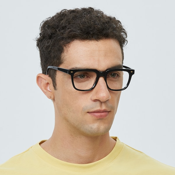 Kissimmee Square Black Full-Frame Acetate Eyeglasses | GlassesShop
